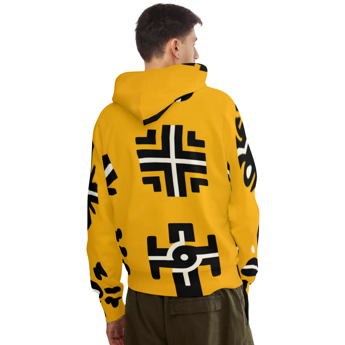 African Motifs Men's Adult Hoodie Set (Double-Layer Hood) | Health Fabric