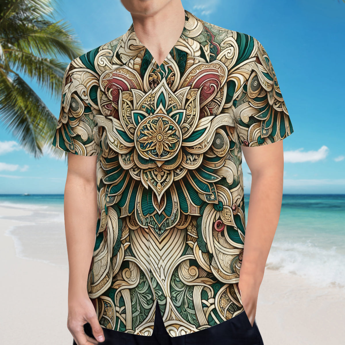 Intricate Luxury Pattern Short Sleeves Men's Shirt