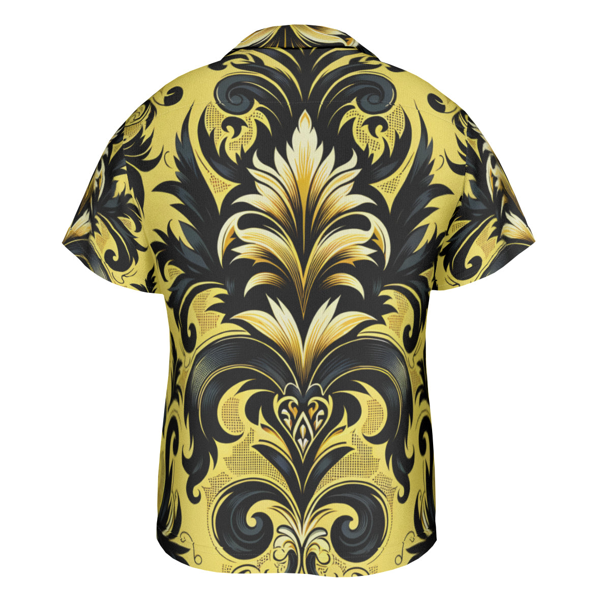Yellow And Black Intricate Short Sleeves Men's Shirt