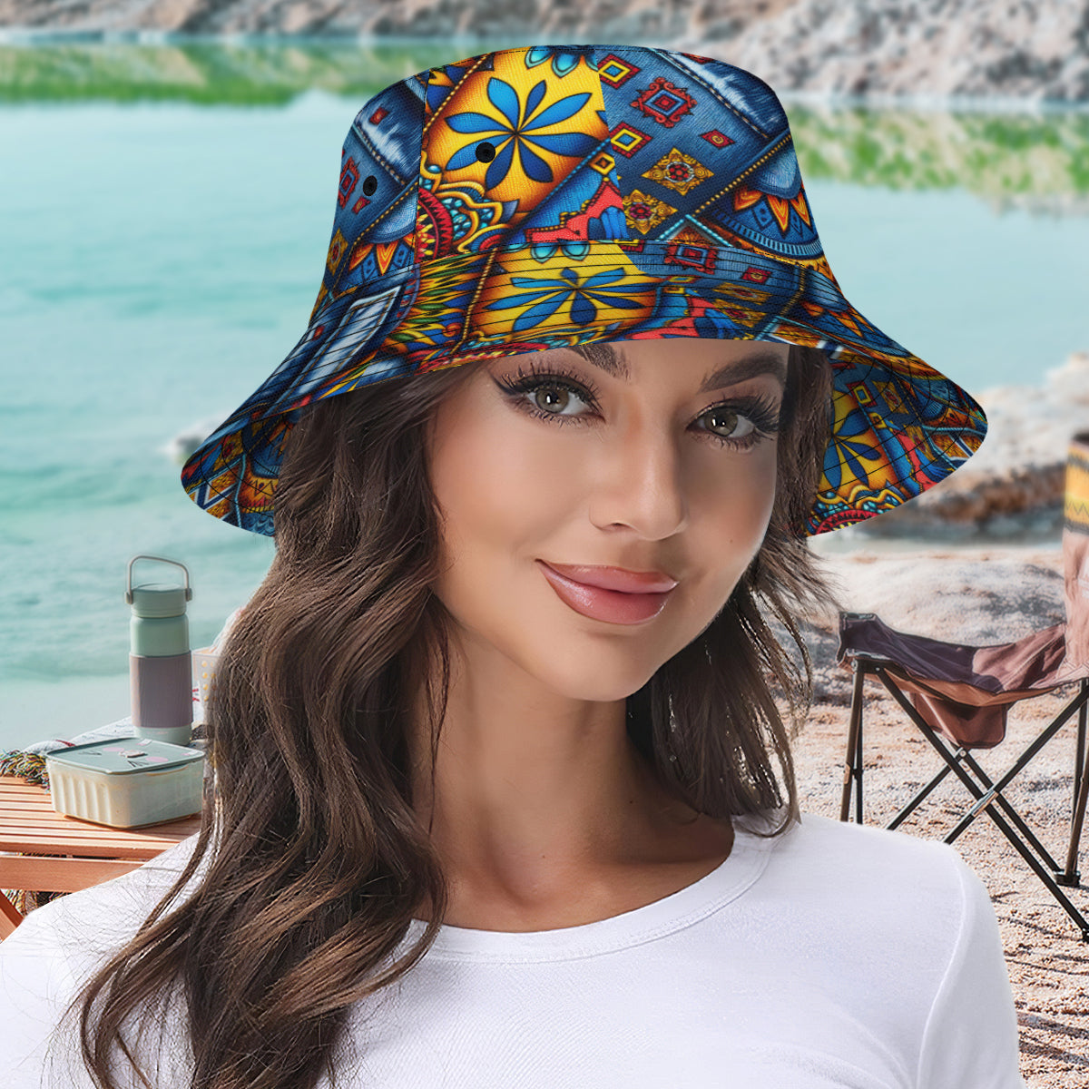 Denim And Dashiki Double-Sided Unisex Polyester Bucket Hat