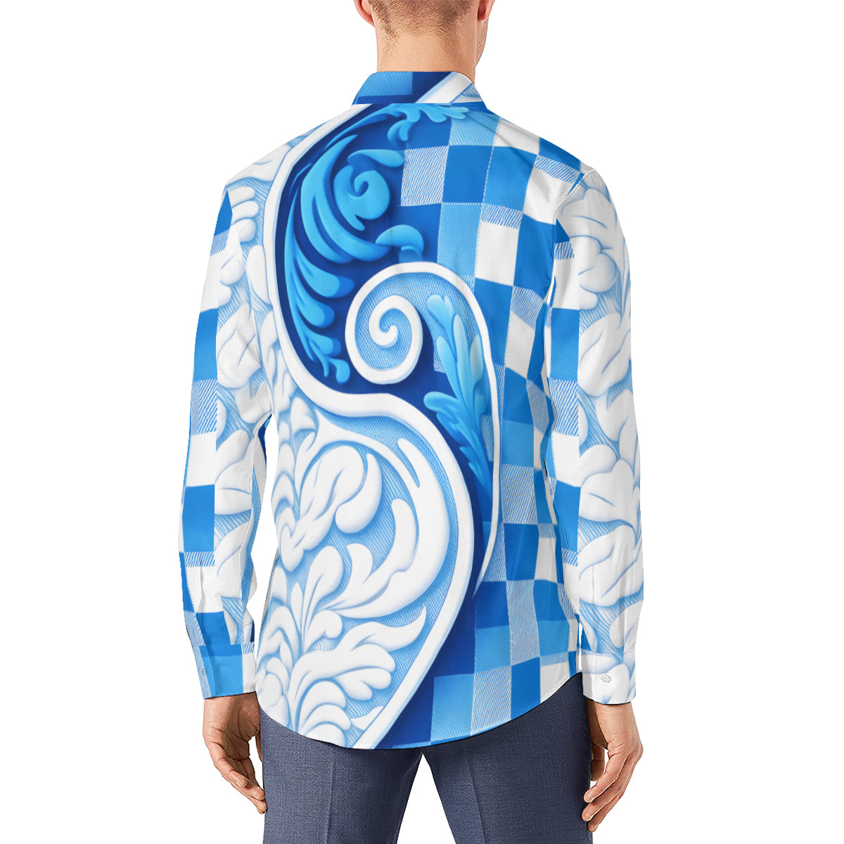 Blue Wave Long Sleeves Men's Shirt