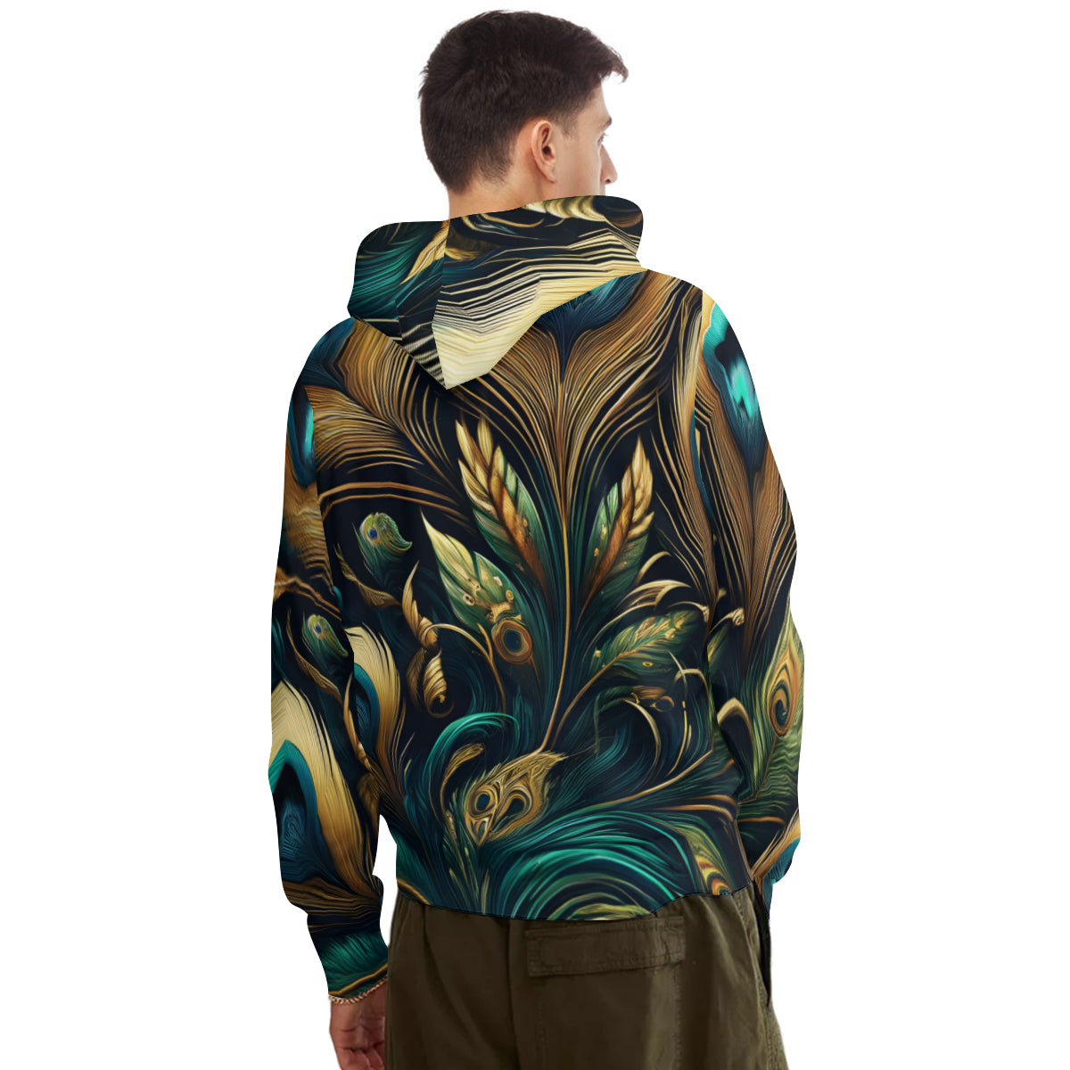 Peacock Men's Adult Hoodie Set (Double-Layer Hood) | Health Fabric