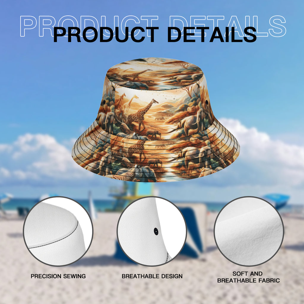 African Animals Double-Sided Unisex Polyester Bucket Hat