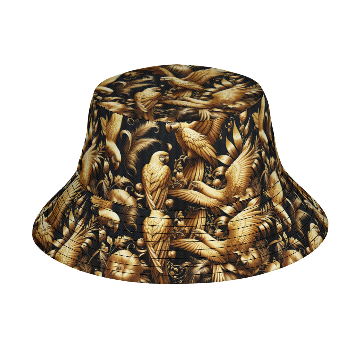 Golden Parrots Double-Sided Unisex Polyester Bucket Hat