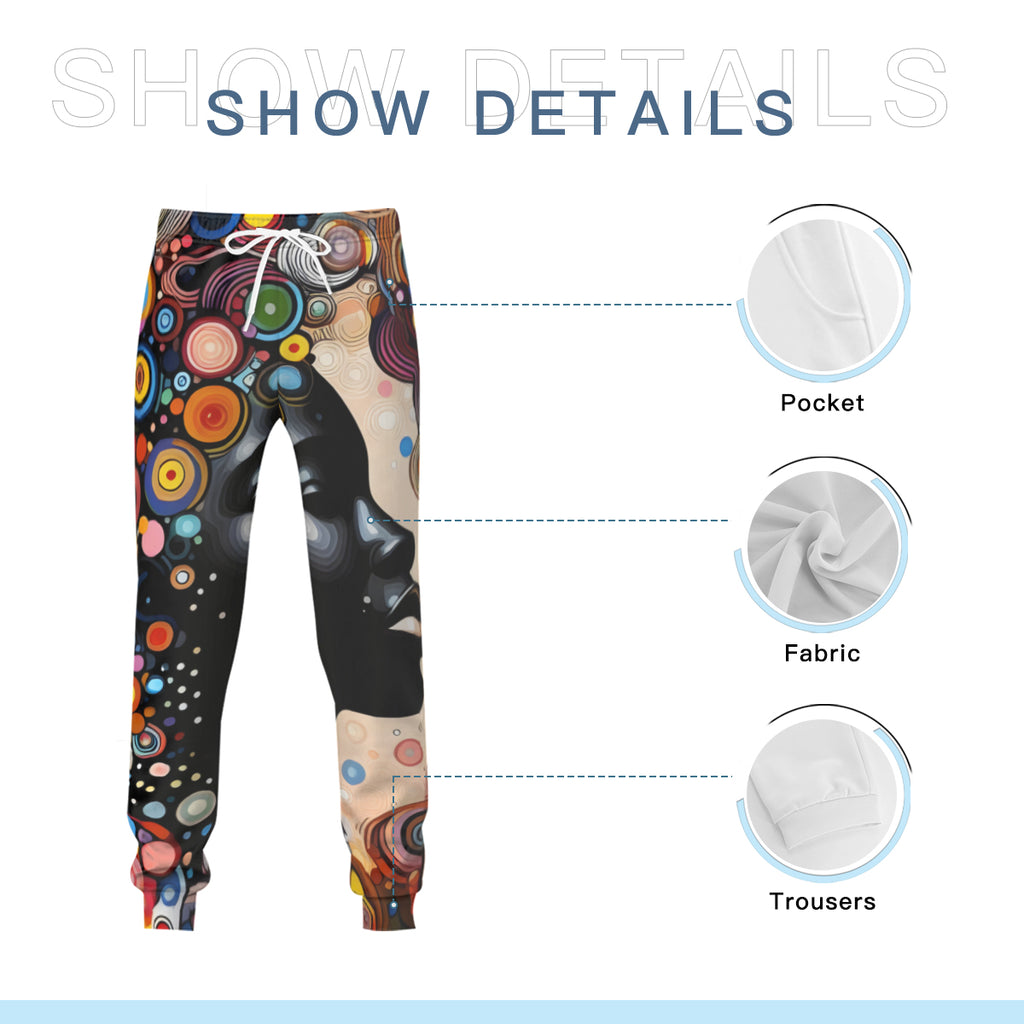 Abstract Afrocentric Men's Adult Hoodie Set (Double-Layer Hood) | Health Fabric