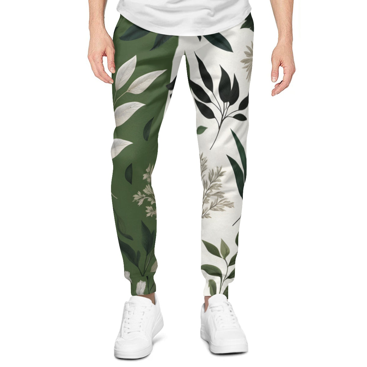 Olive Botanical Design Men's Adult Hoodie Set (Double-Layer Hood) | Health Fabric