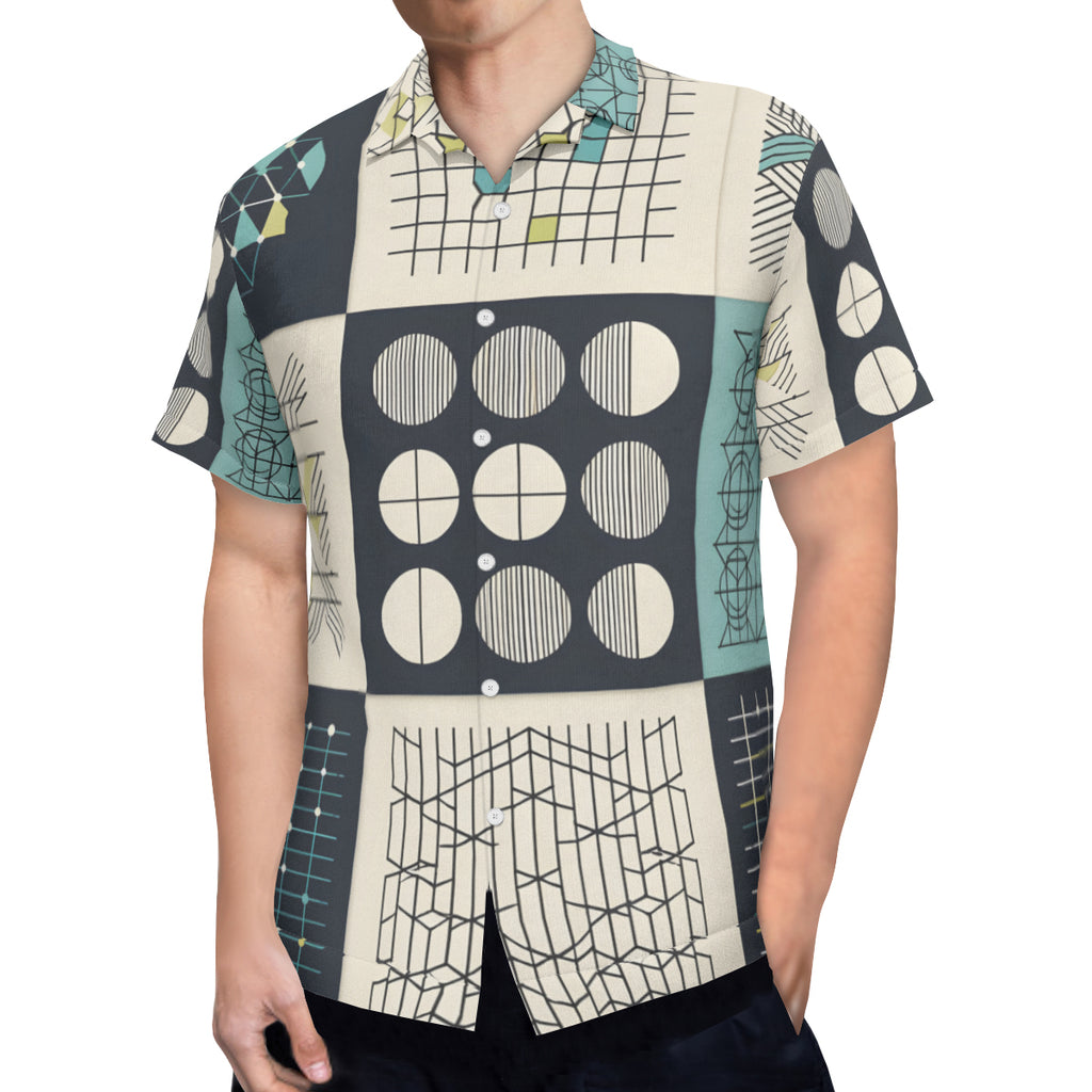 Minimalistic Geometric Short Sleeves Men's Shirt