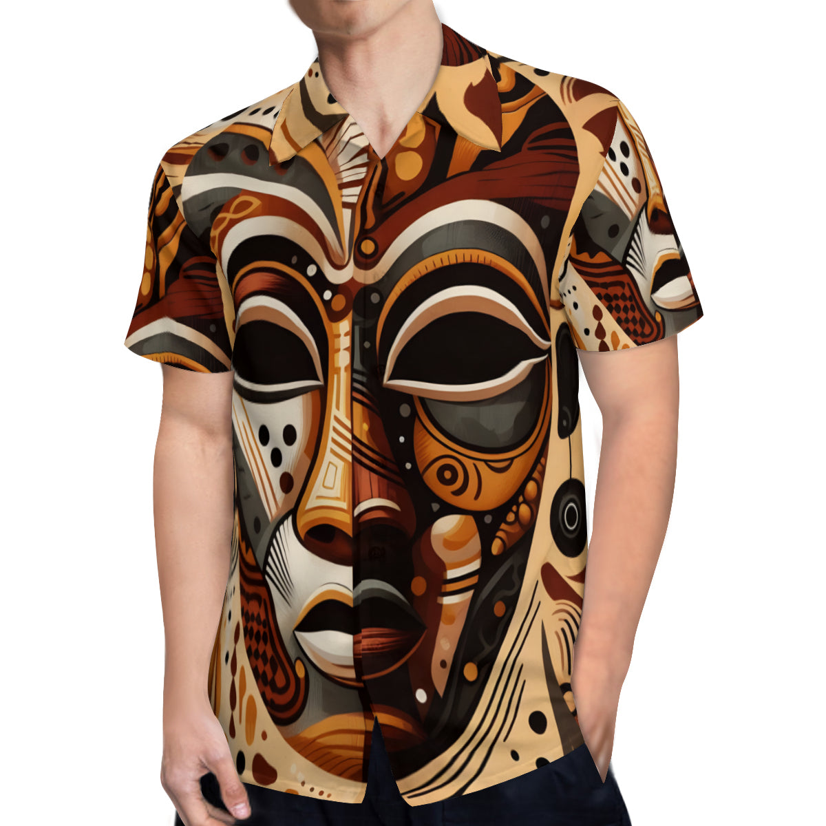 African Mask Short Sleeves Men's Shirt