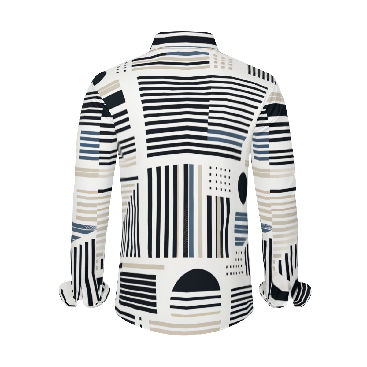 Minimalistic Black And White Long Sleeves Men's Shirt