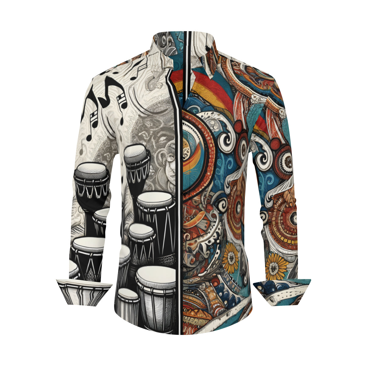 Musical Floral Long Sleeves Men's Shirt
