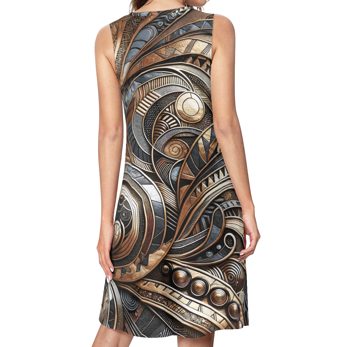 Abstract Metallic Leaf Women's Casual Dress | Polyester