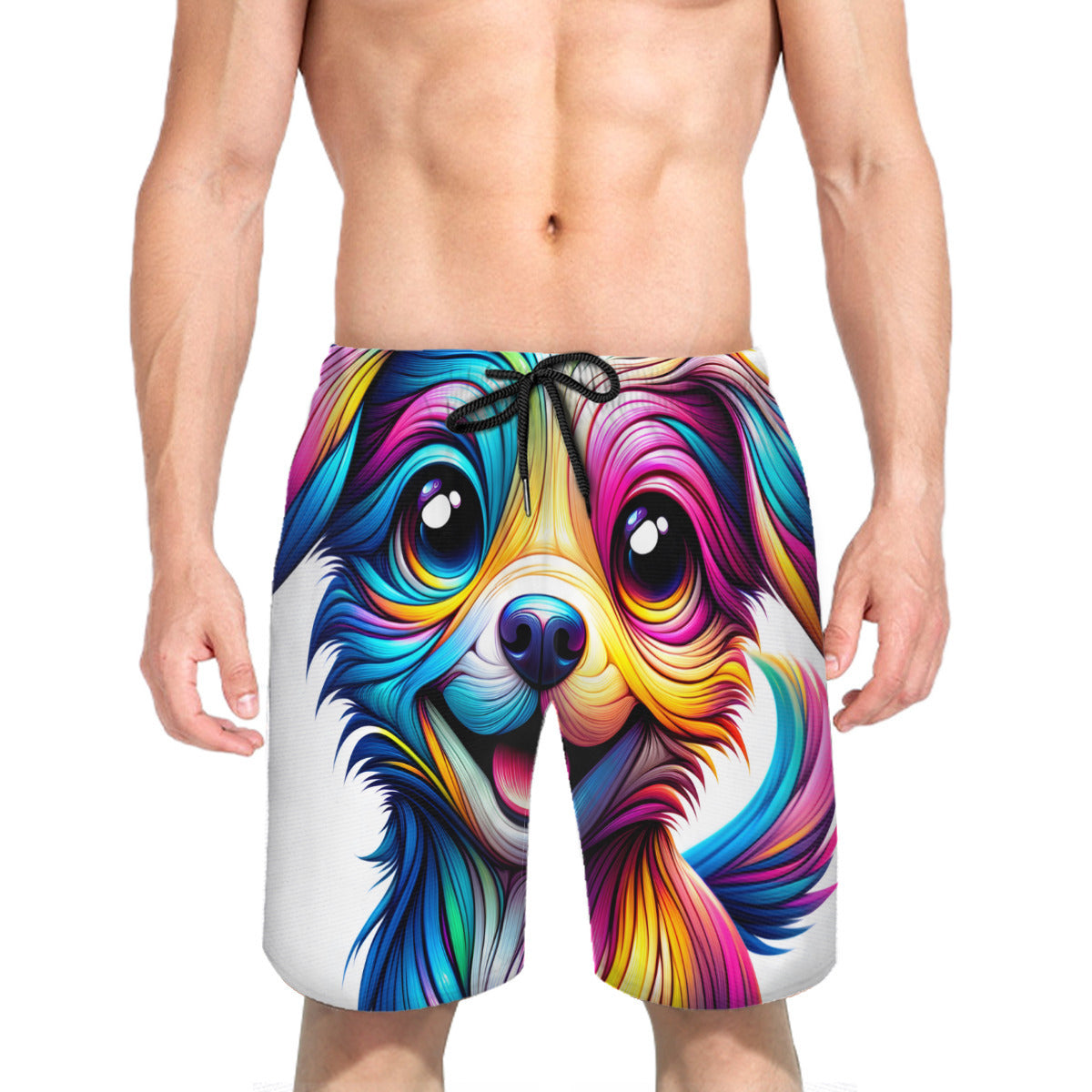Colourful Dog Men's Beach Shorts (Not Mesh Lined) | Polyester