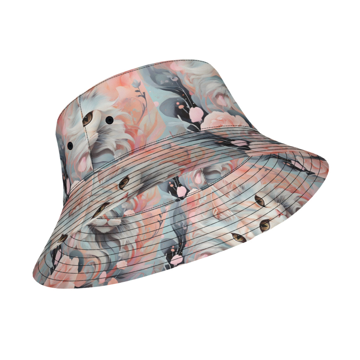 Cute Cat Double-Sided Unisex Polyester Bucket Hat
