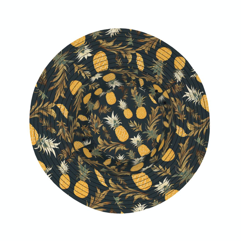 Golden Pineapple Double-Sided Unisex Polyester Bucket Hat
