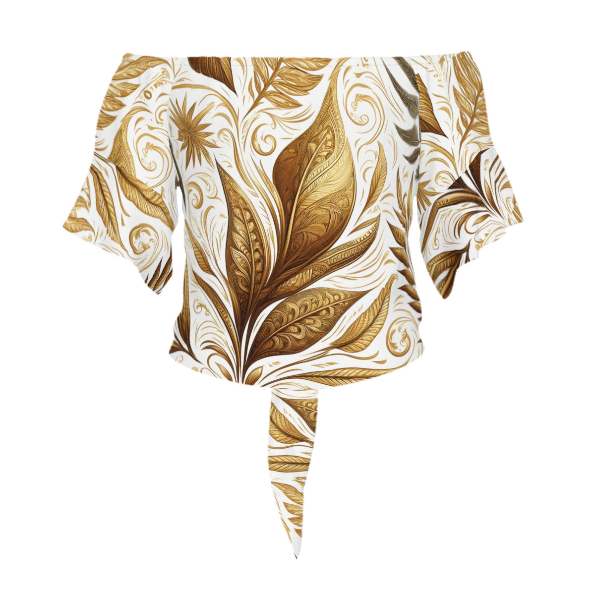 Golden Feathers Women's One-shoulder Tie Short Sleeves | Polyester
