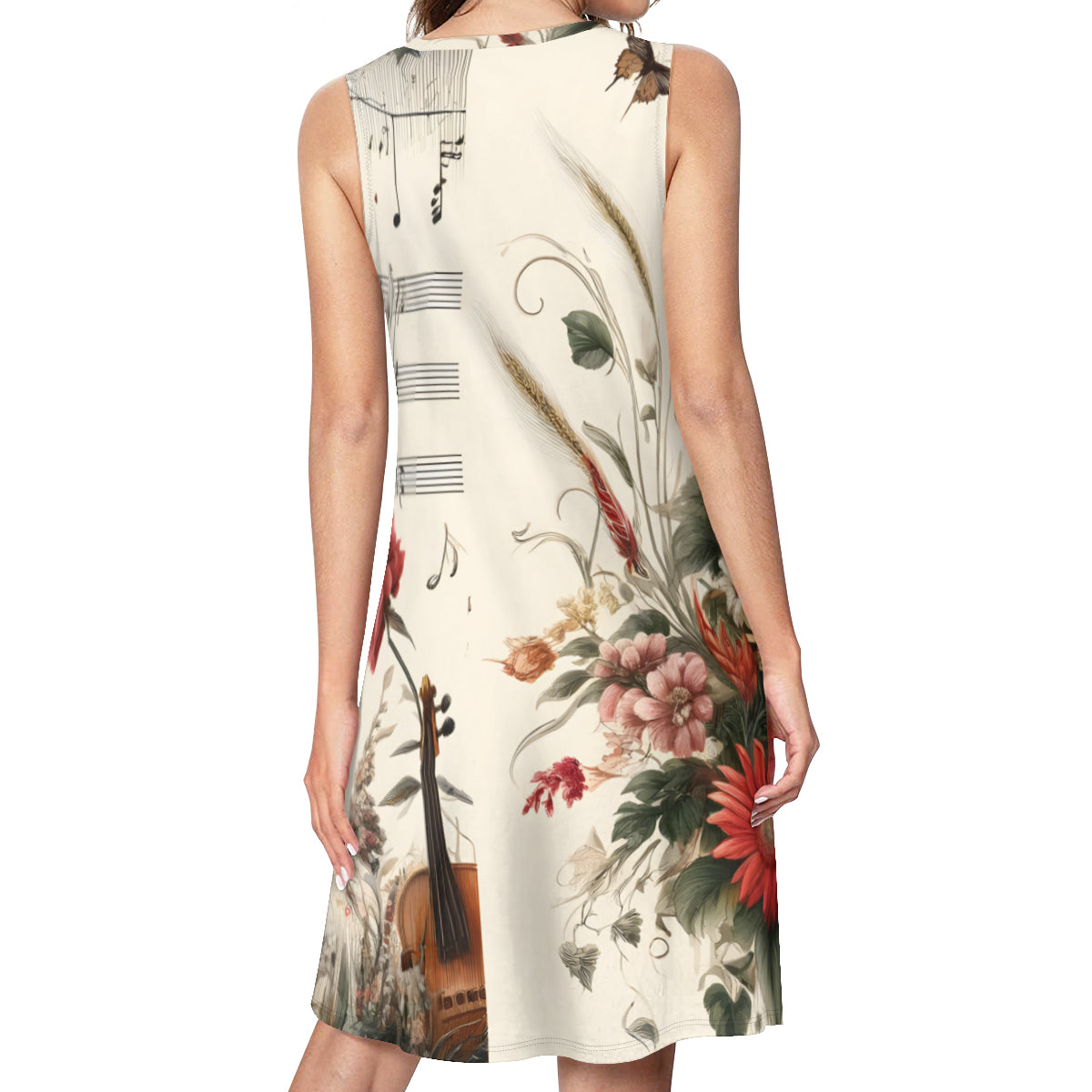 Music Floral Print Women's Casual Dress | Polyester
