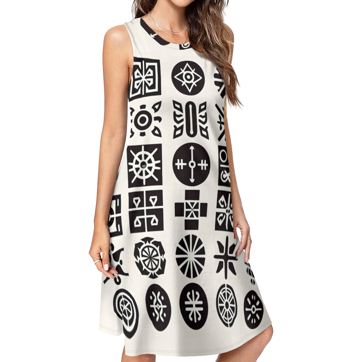 African Motifs Women's Casual Dress | Polyester