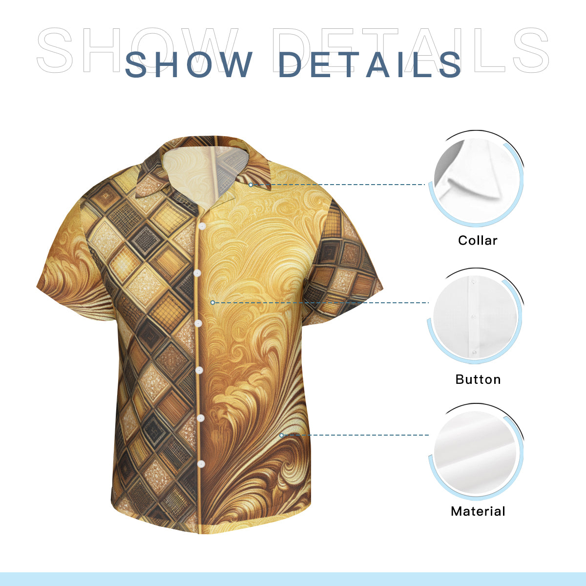 Golden Pattern Short Sleeves Men's Shirt