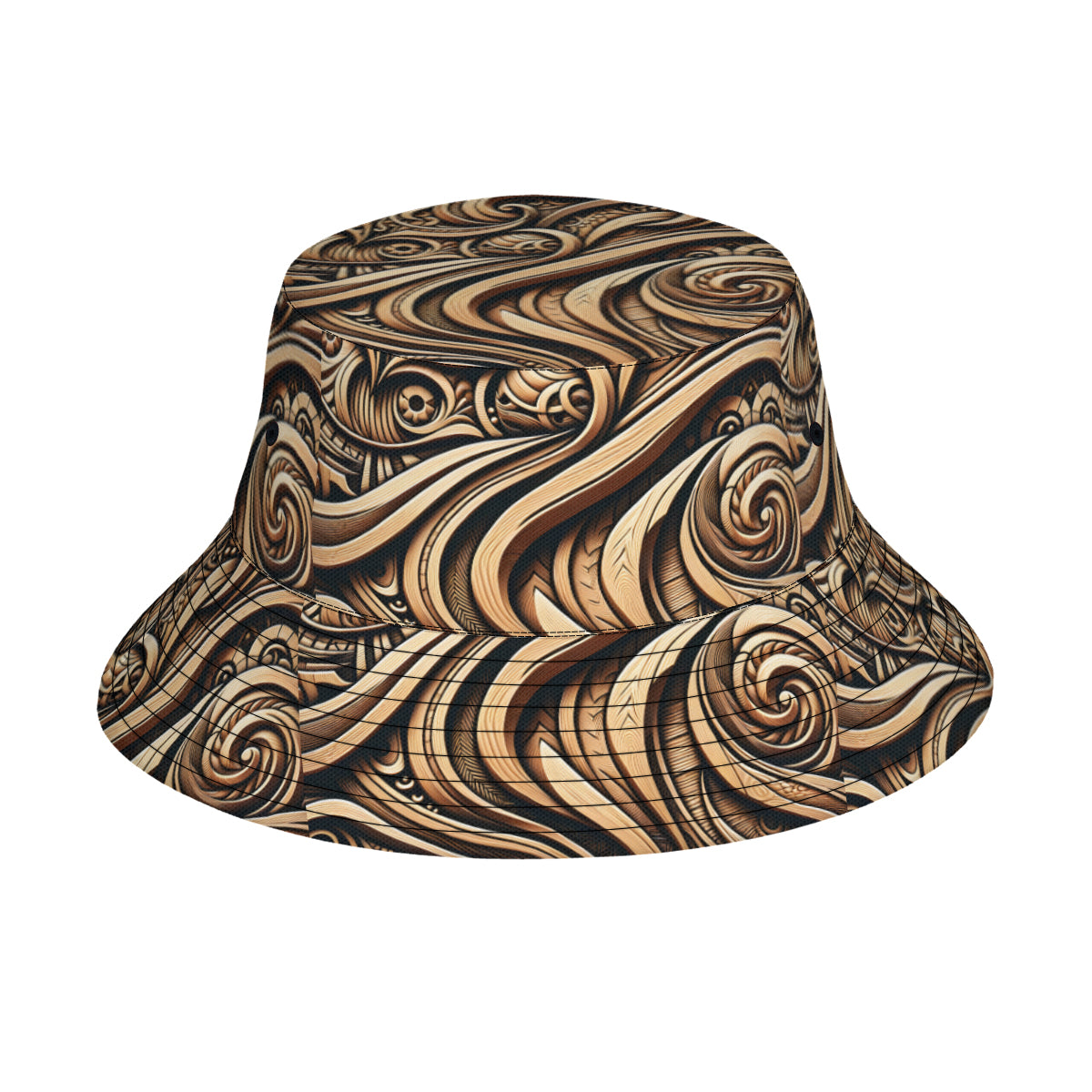 Abstract Wooden Pattern Double-Sided Unisex Polyester Bucket Hat