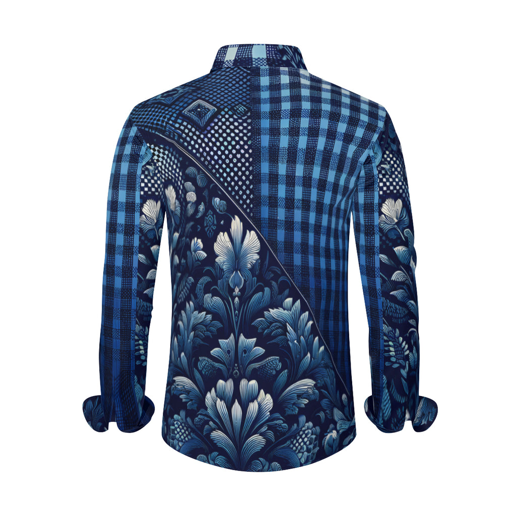 Blue Jeans Design Long Sleeves Men's Shirt