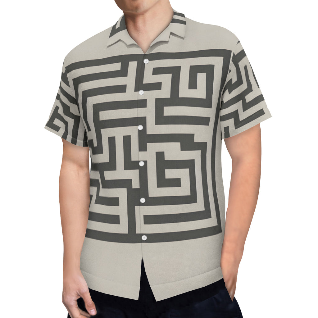 Minimalistic Geometric Short Sleeves Men's Shirt