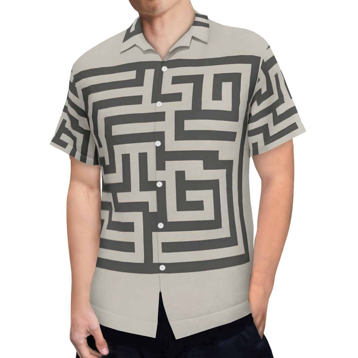 Minimalistic Geometric Short Sleeves Men's Shirt