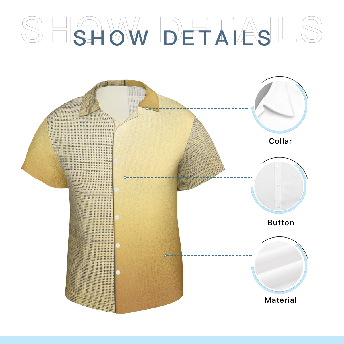 Minimal Gold Check Short Sleeves Men's Shirt
