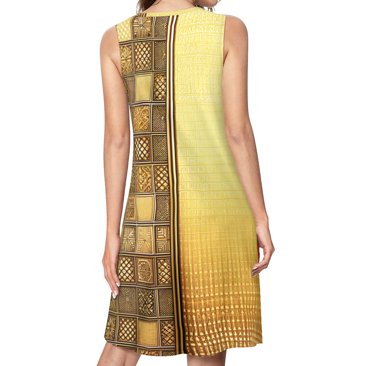 Golden Check Women's Casual Dress | Polyester
