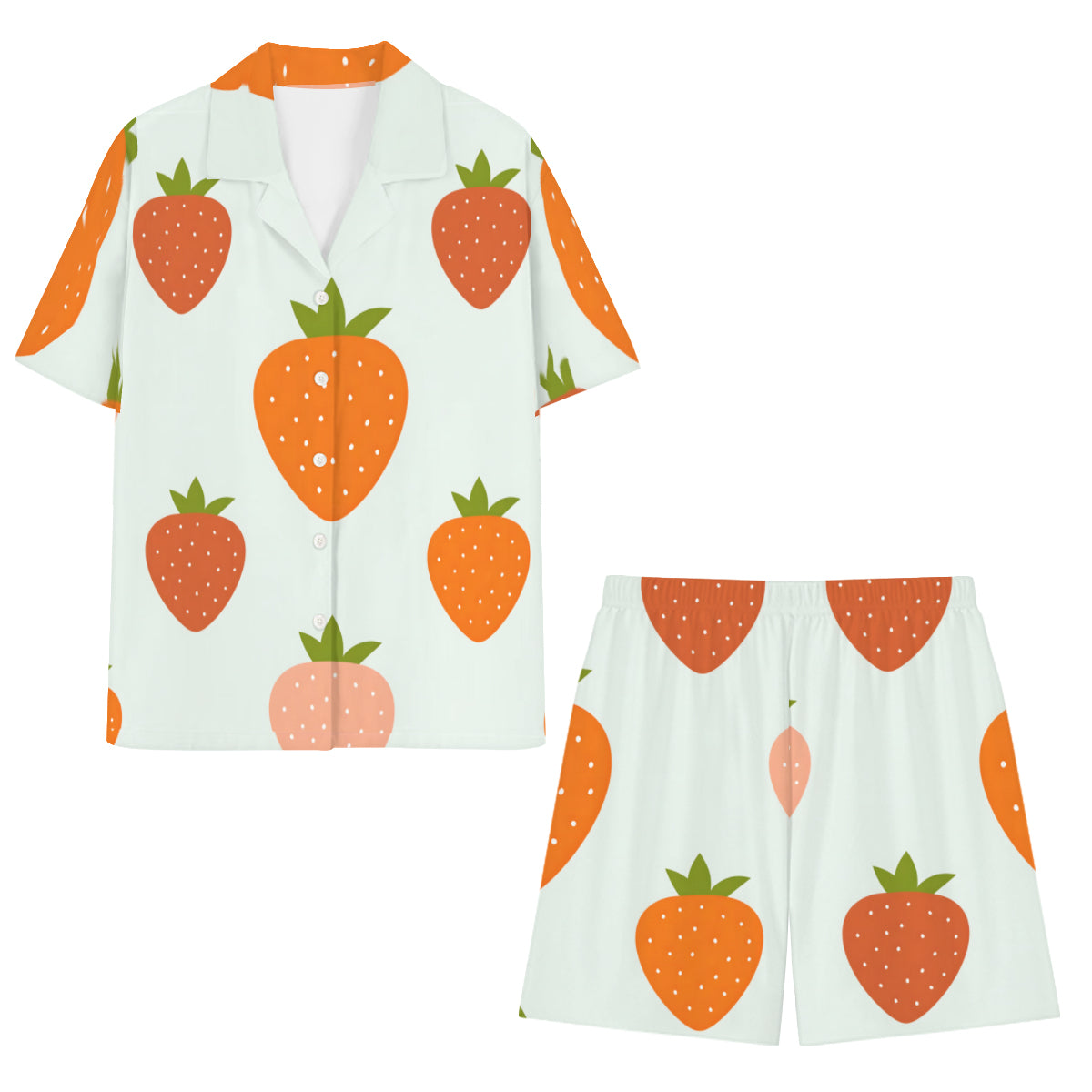 Strawberries Casual Shirt and Shorts (Multi-faceted Design) | Cotton-Like Polyester