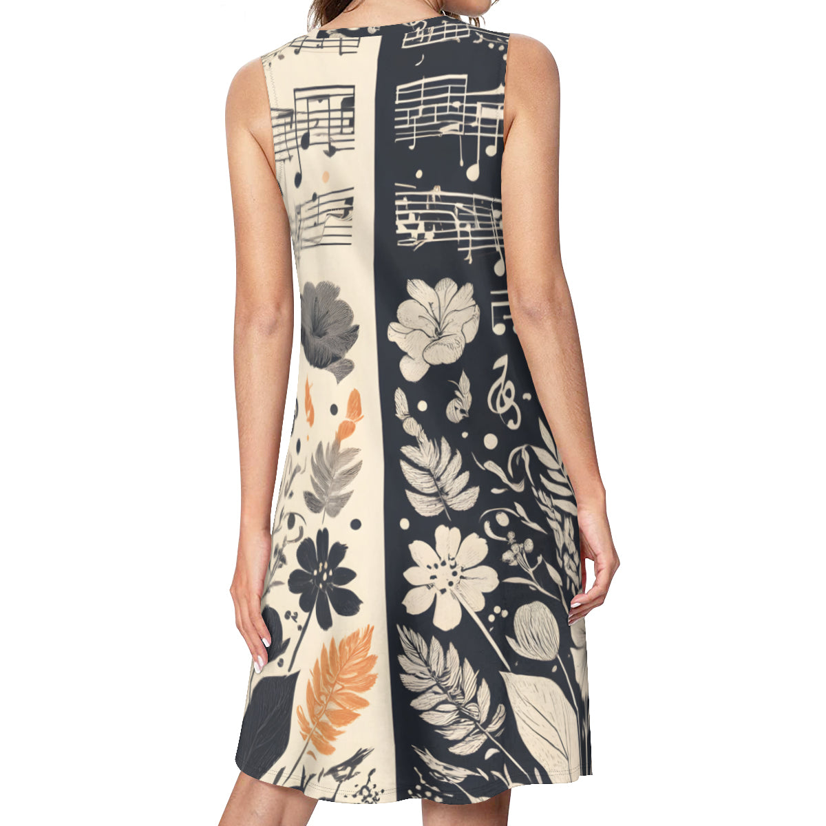 Music Floral Women's Casual Dress | Polyester