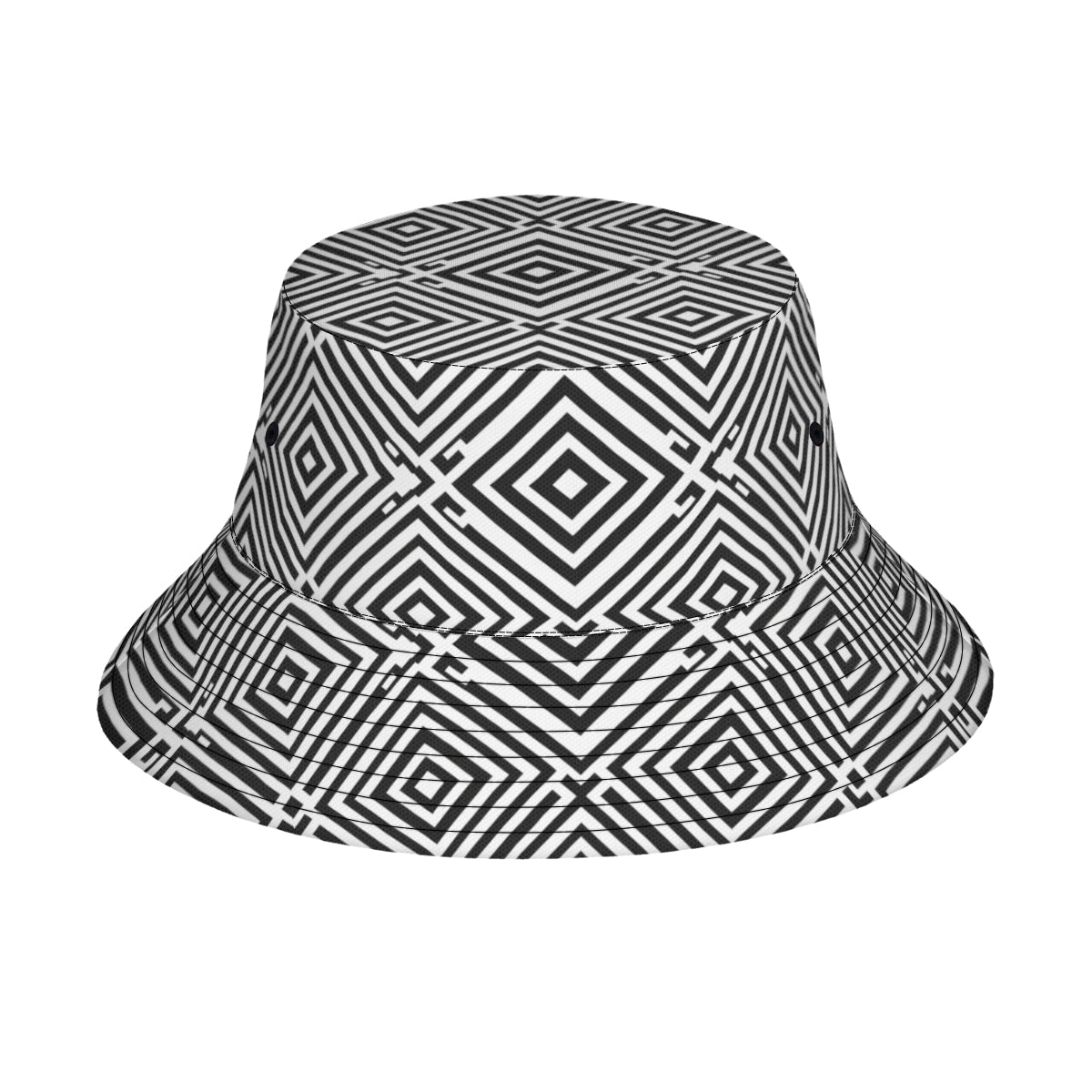 Black Geometric Shapes Double-Sided Unisex Polyester Bucket Hat