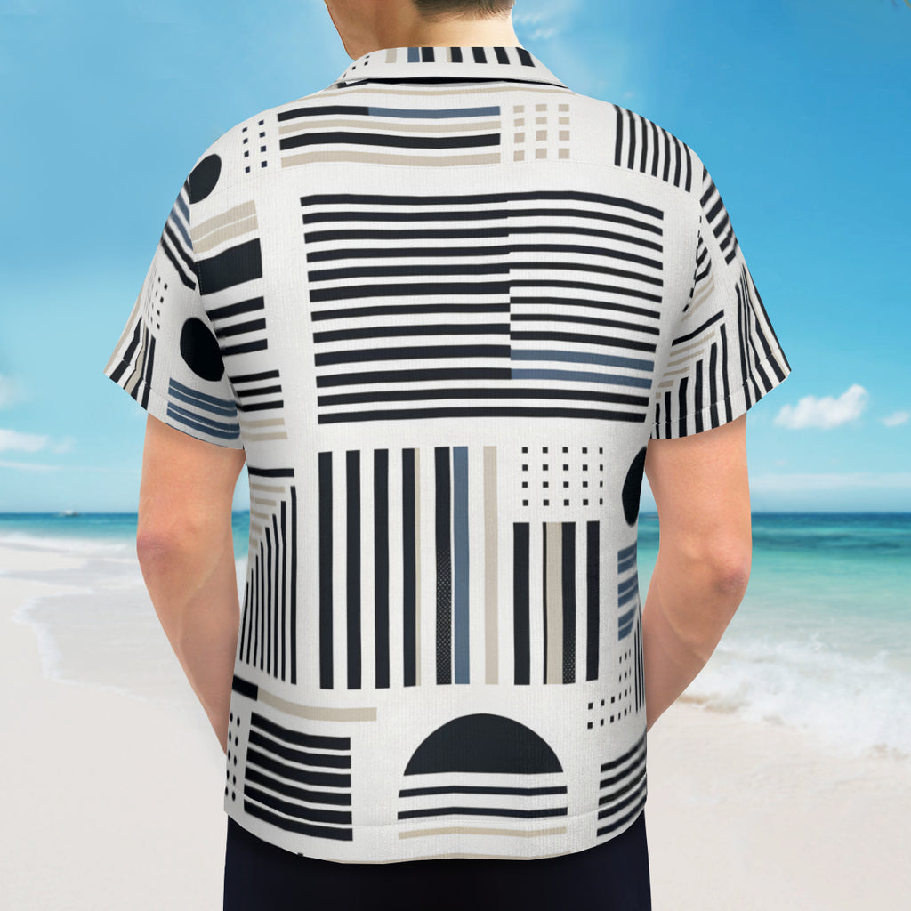 Minimalistic Black And White Short Sleeves Men's Shirt