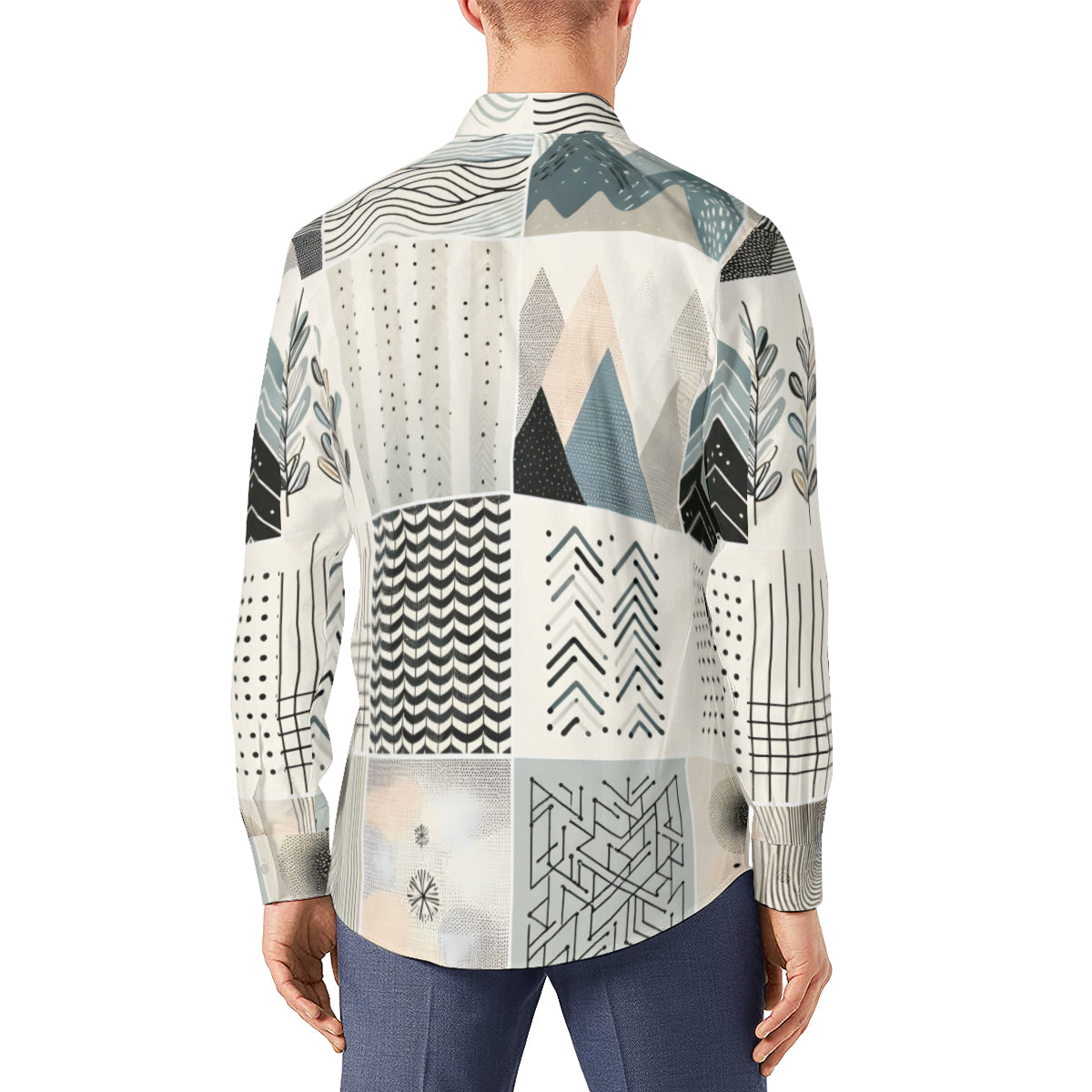 Minimalistic Abstract Long Sleeves Men's Shirt