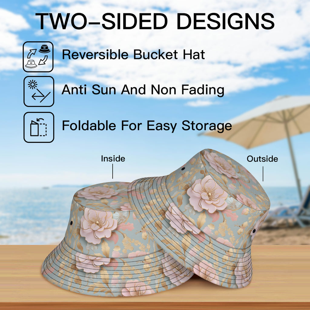 Floral Double-Sided Unisex Polyester Bucket Hat
