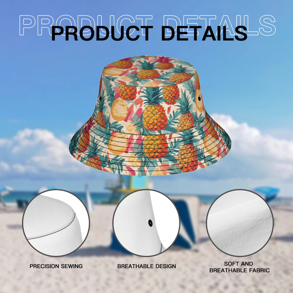 Pineapple Double-Sided Unisex Polyester Bucket Hat