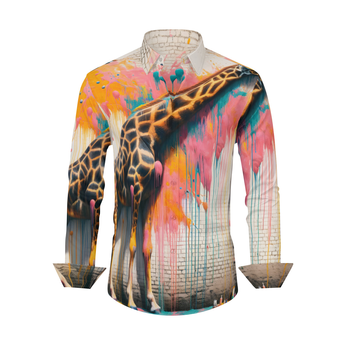 Giraffe Painting Classic Long Sleeves Men's Shirt