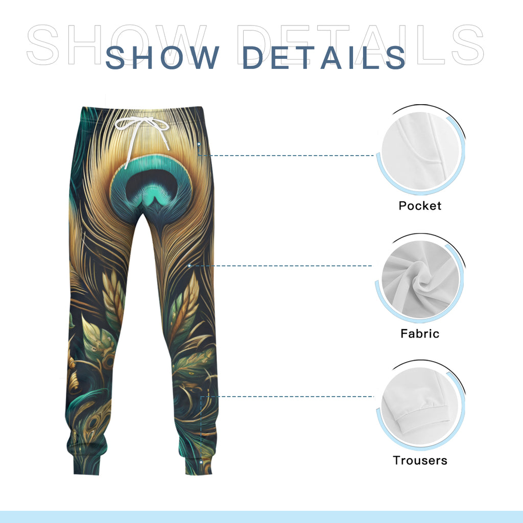 Peacock Men's Adult Hoodie Set (Double-Layer Hood) | Health Fabric