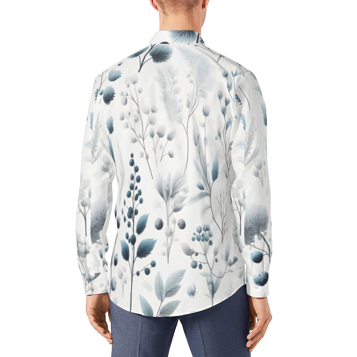 Minimalistic Floral Long Sleeves Men's Shirt