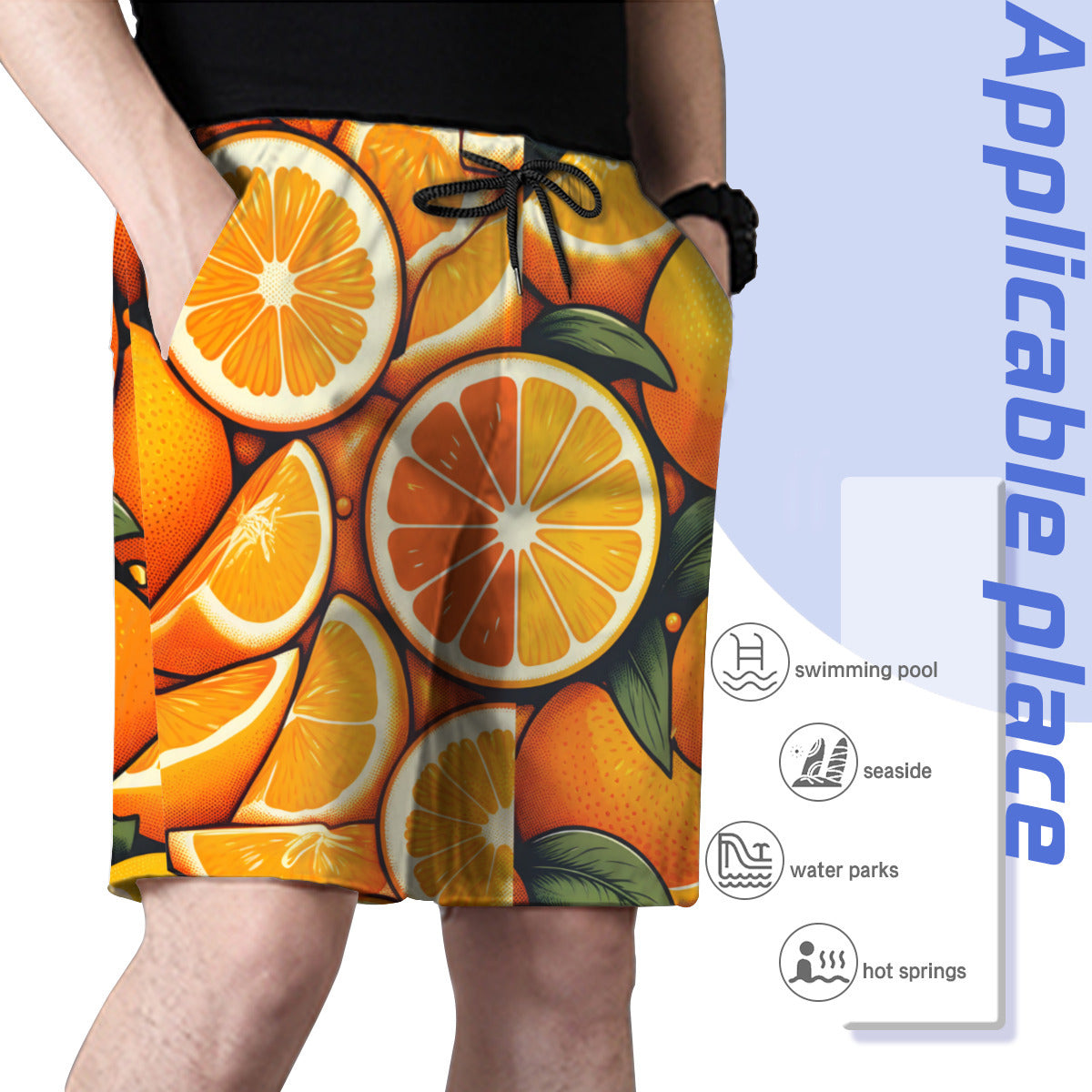 Orange Men's Beach Shorts (Not Mesh Lined) | Polyester