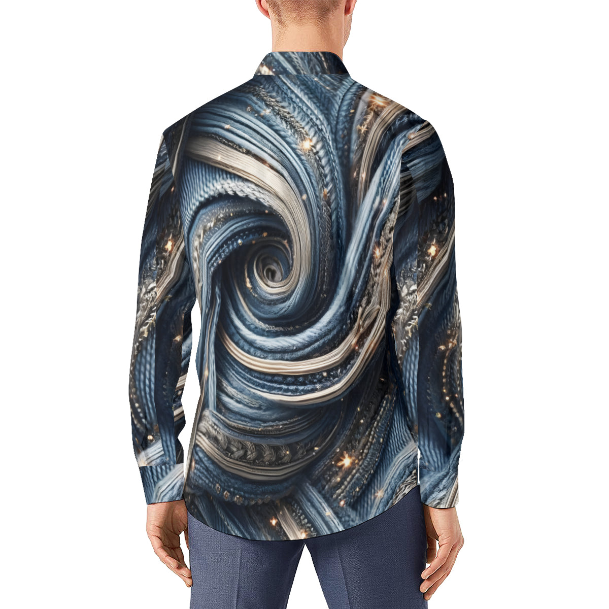 Blue Swirl Men's Classic Long-Sleeved Shirt | Polyester