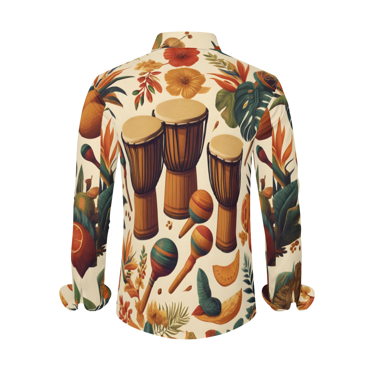 Floral Drums Long Sleeves Men's Shirt