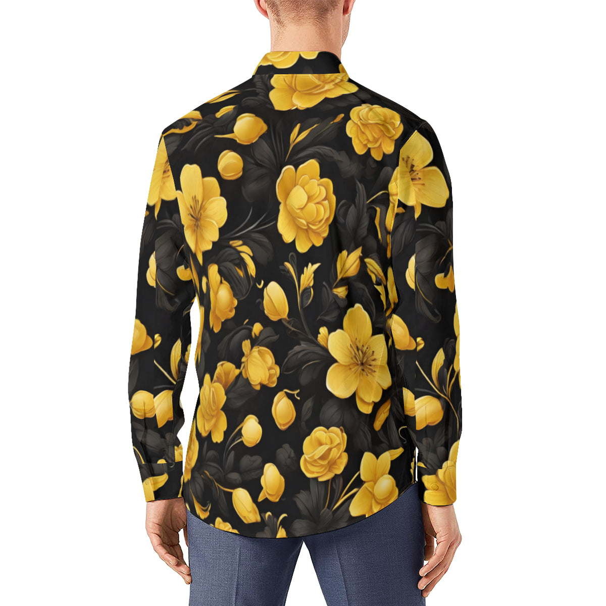 Floral Men's Classic Long-Sleeved Shirt | Polyester