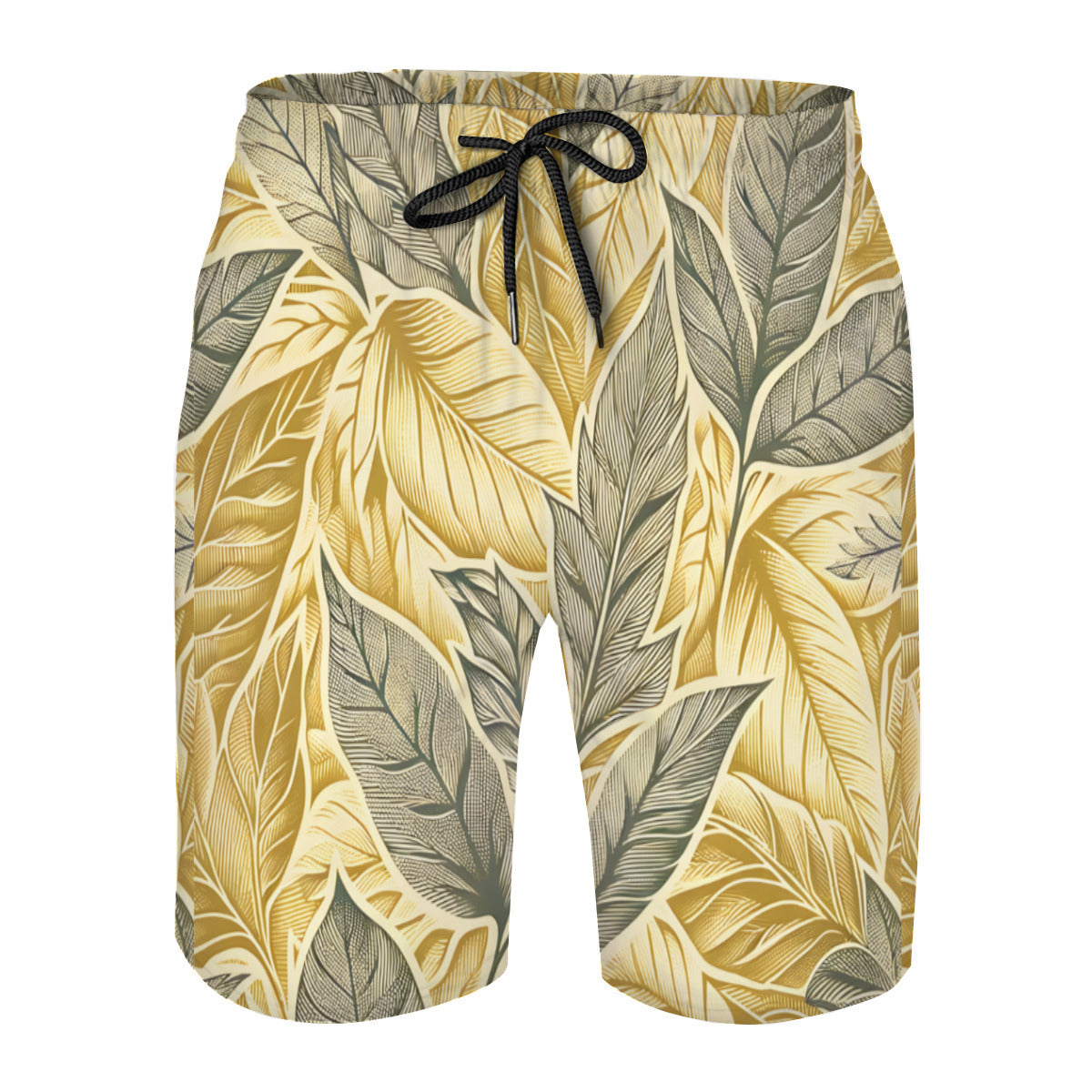 Golden Leaves Men's Beach Shorts (Not Mesh Lined) | Polyester