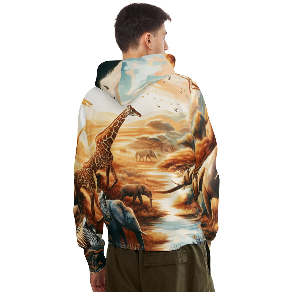 African Sunset Men's Adult Hoodie Set (Double-Layer Hood) | Health Fabric
