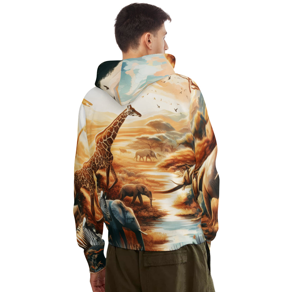 African Sunset Men's Adult Hoodie Set (Double-Layer Hood) | Health Fabric