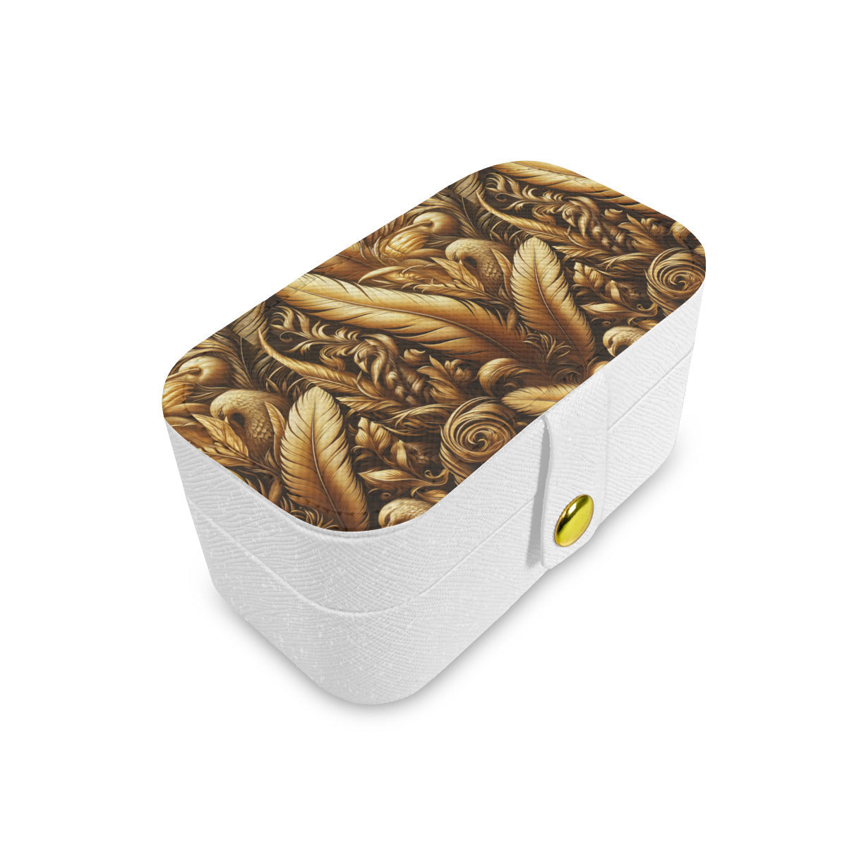 Golden Feathers Elegant Personalized Portable Jewelry Box