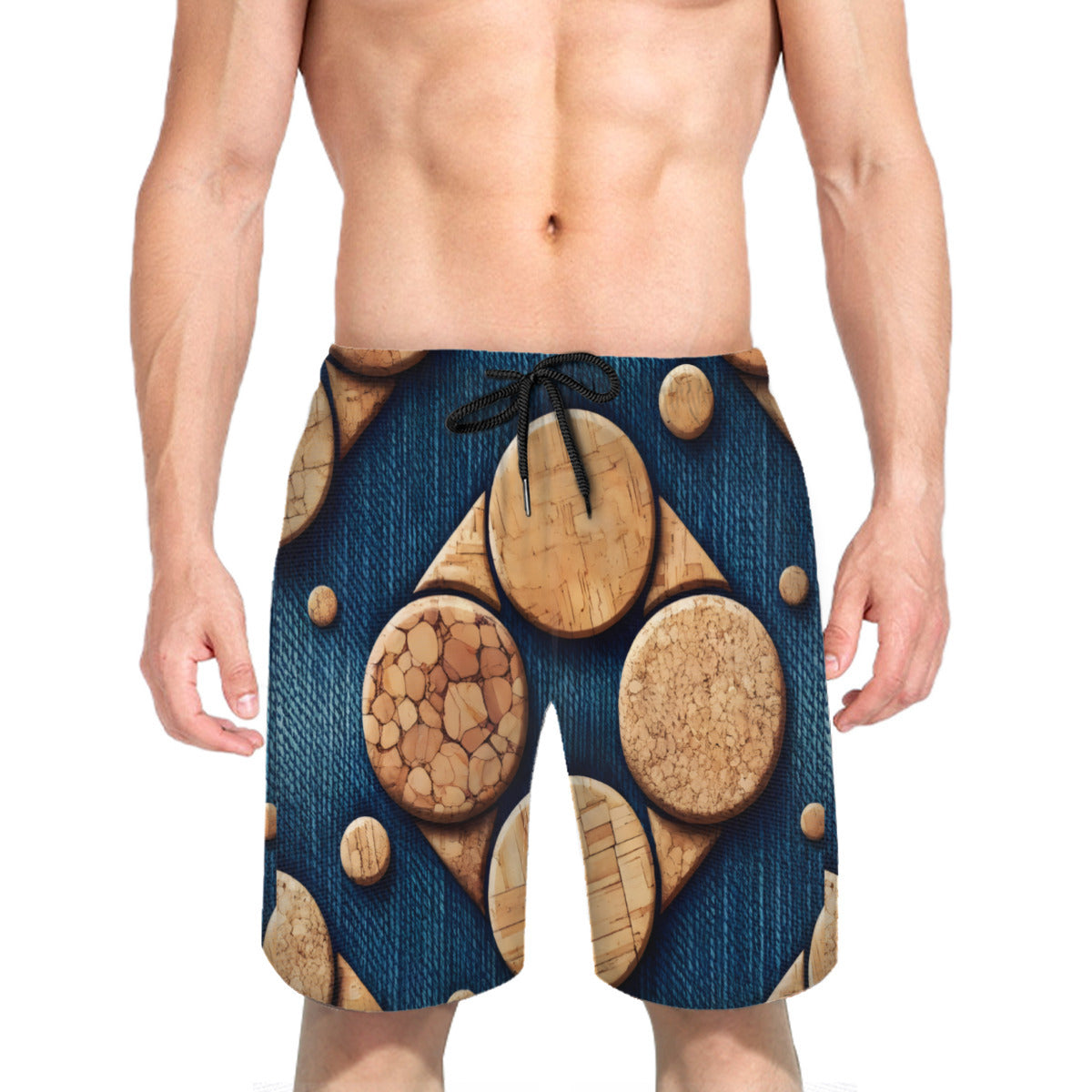 Cork Denim Men's Beach Shorts (Not Mesh Lined) | Polyester