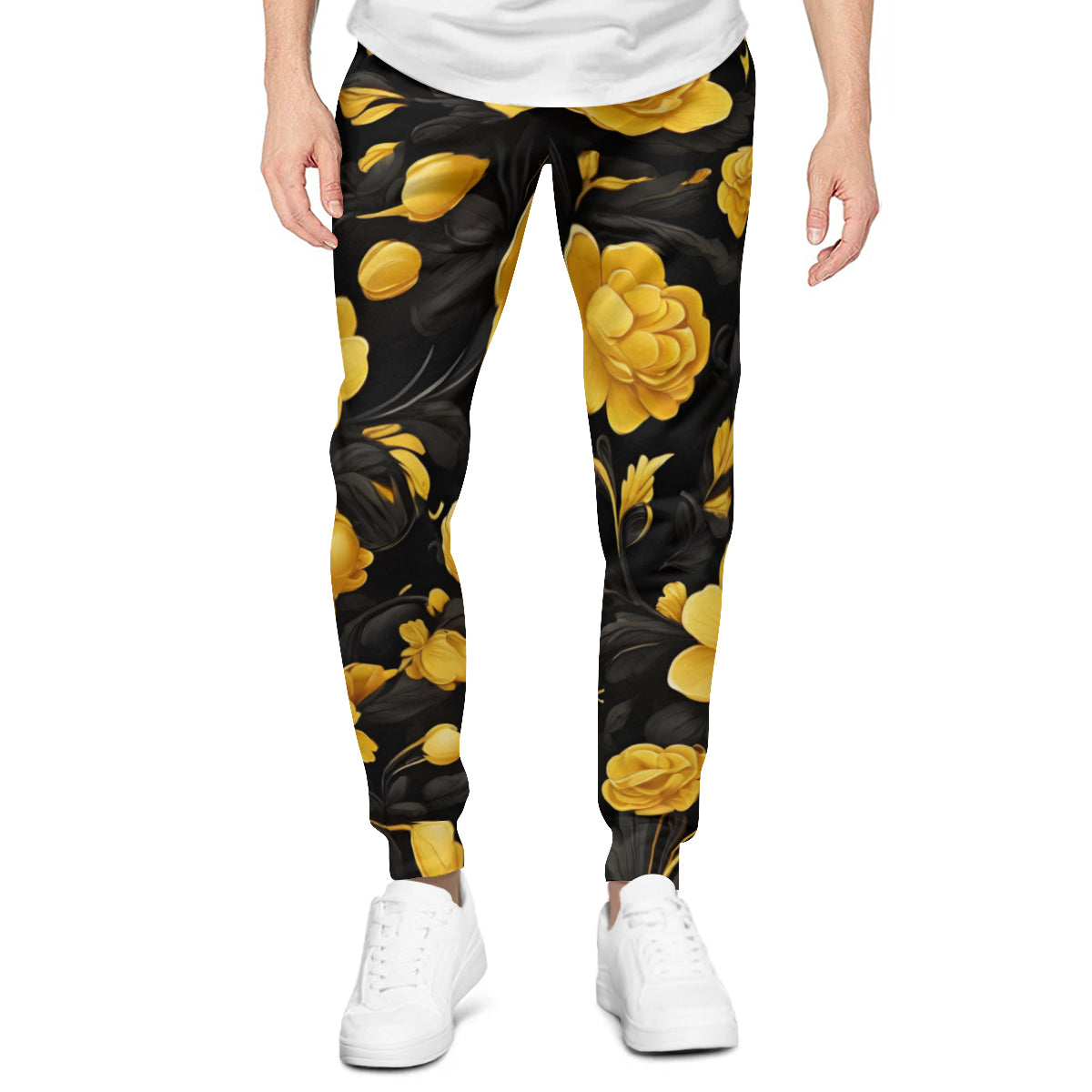 Yellow Black Men's Adult Hoodie Set (Double-Layer Hood) | Health Fabric