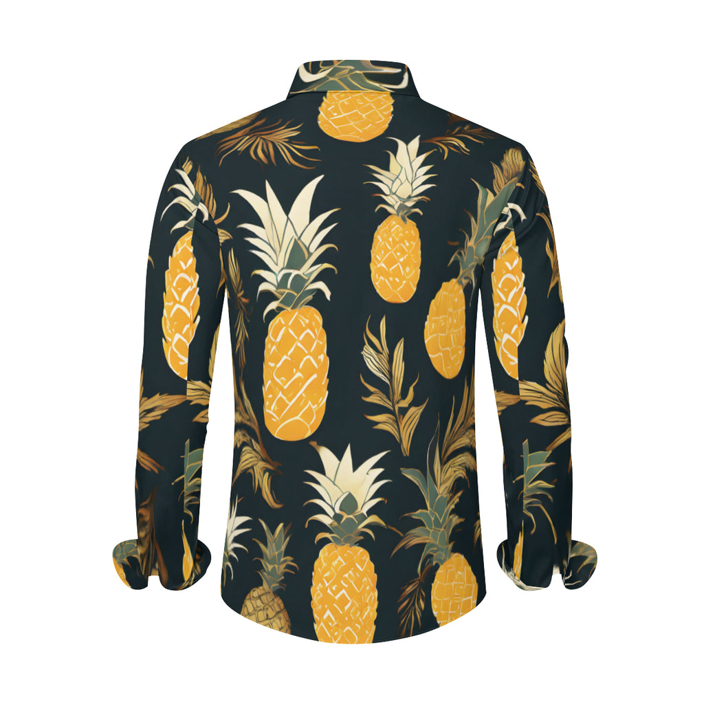 Pineapple Men's Classic Long-Sleeved Shirt | Polyester