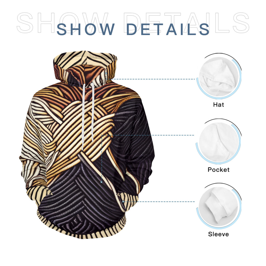 Interwoven Design Men's Adult Hoodie Set (Double-Layer Hood) | Health Fabric